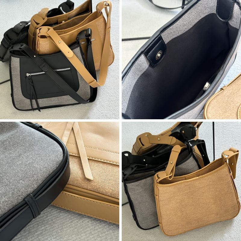 Faux Leather Two Tone Shoulder Bag Product Image