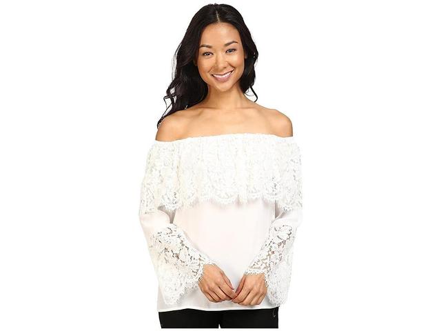 Vince Camuto Lace Bell Sleeve Off Shoulder Blouse (New Ivory) Women's Blouse Product Image