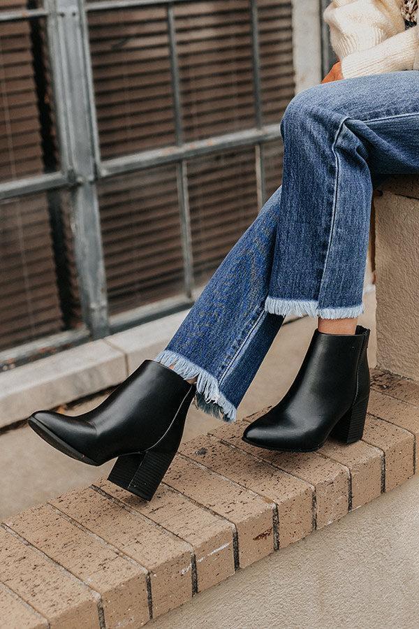 The Estelle Faux Leather Bootie In Black Product Image