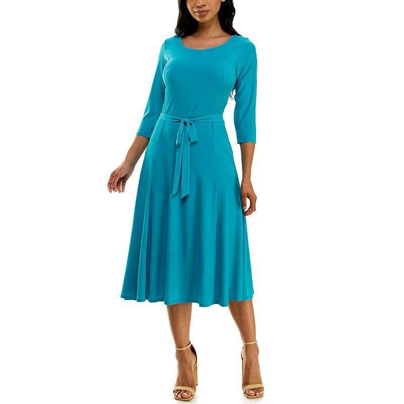 Womens Nina Leonard Sylvia Midi Dress With Belt Product Image