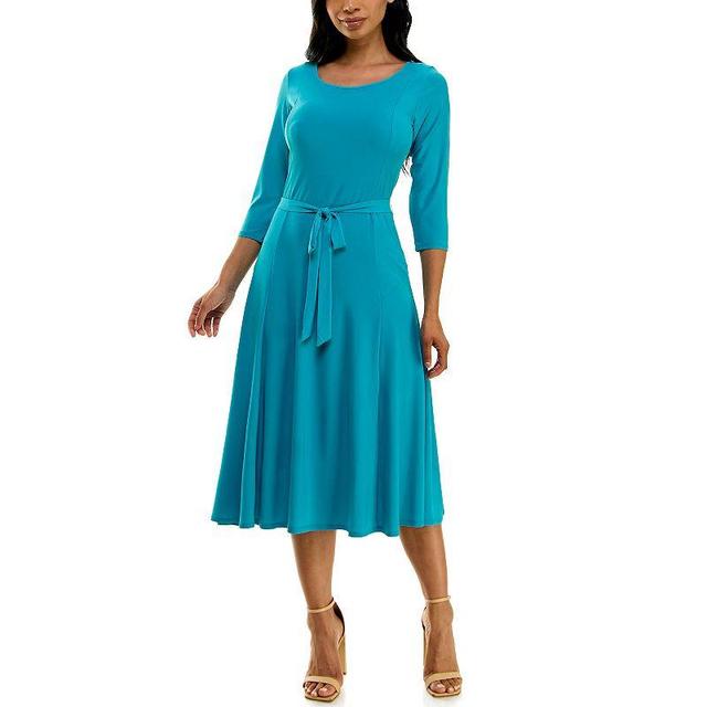 Womens Nina Leonard Sylvia Midi Dress With Belt Product Image