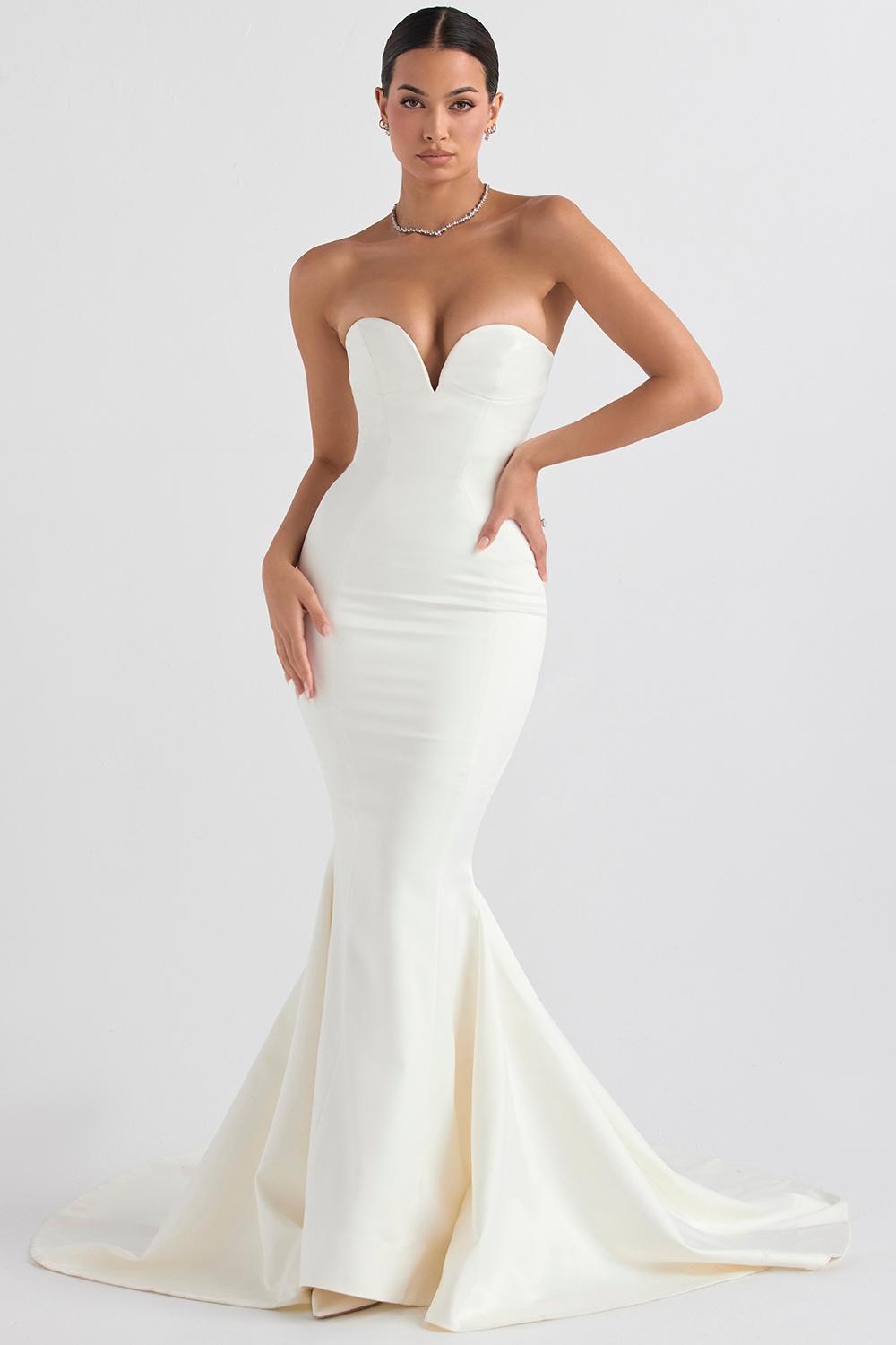 Giselle Ivory Satin Strapless Bridal Gown Product Image