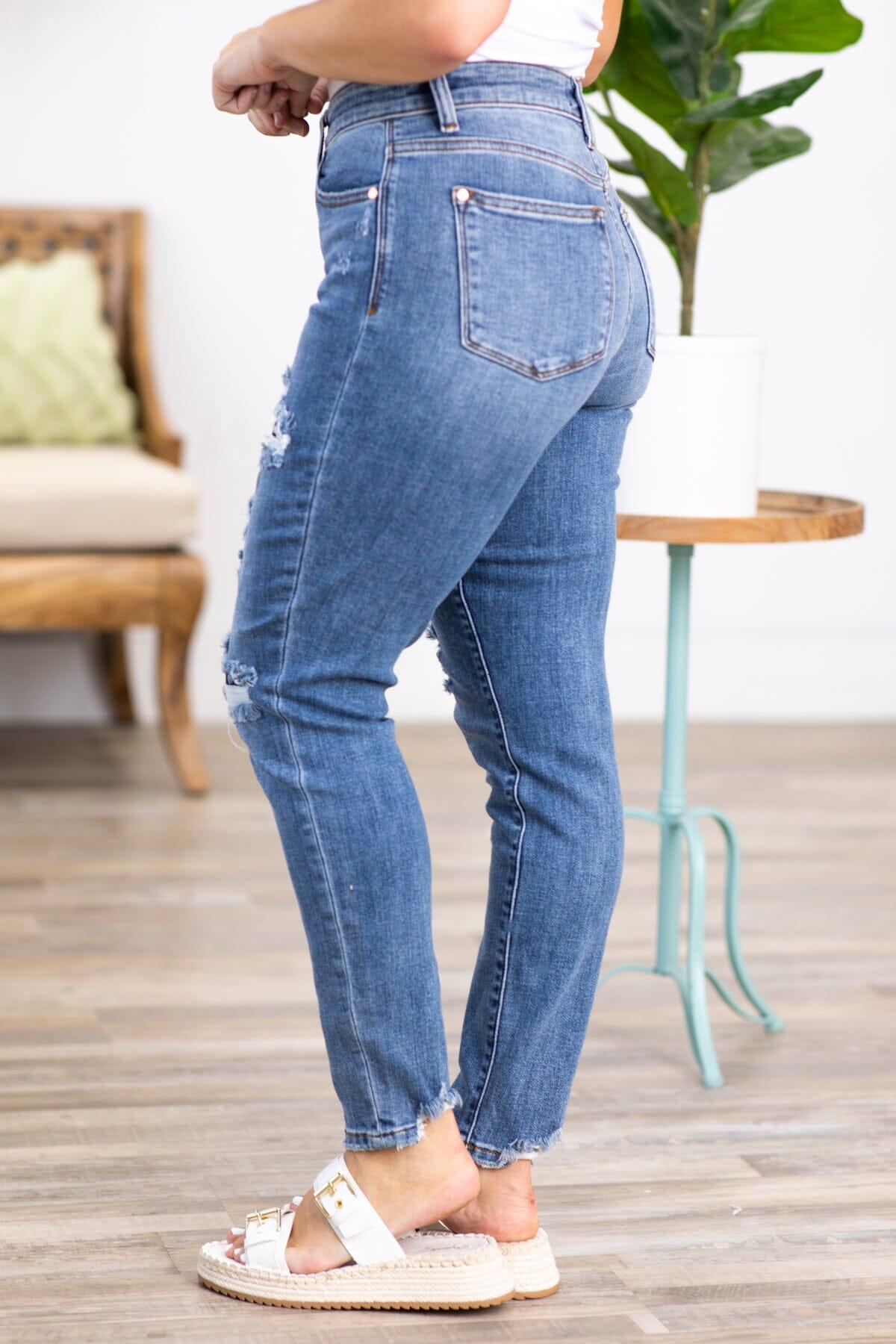 Judy Blue Navy Patch Distressed Jeans Product Image