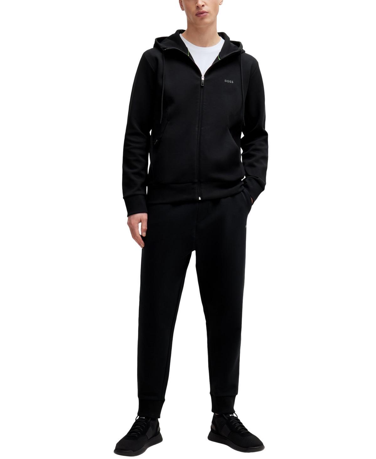 Boss By  Men's Logo Print Zip-up Hoodie In Black Product Image