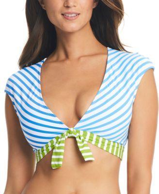 Bleu by Rod Beattie Womens Cropped Tie-Front Swim Top Product Image