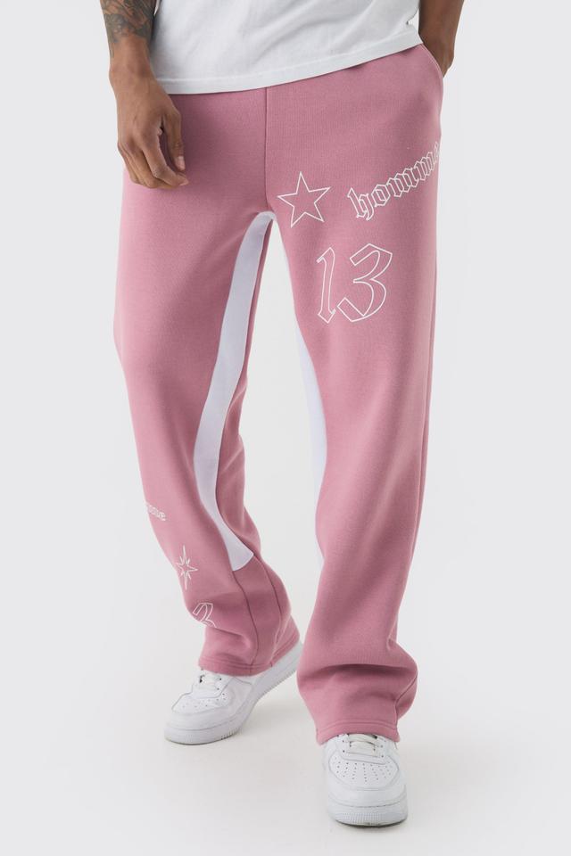 Relaxed Fit Printed Gusset Sweatpants | boohooMAN USA Product Image