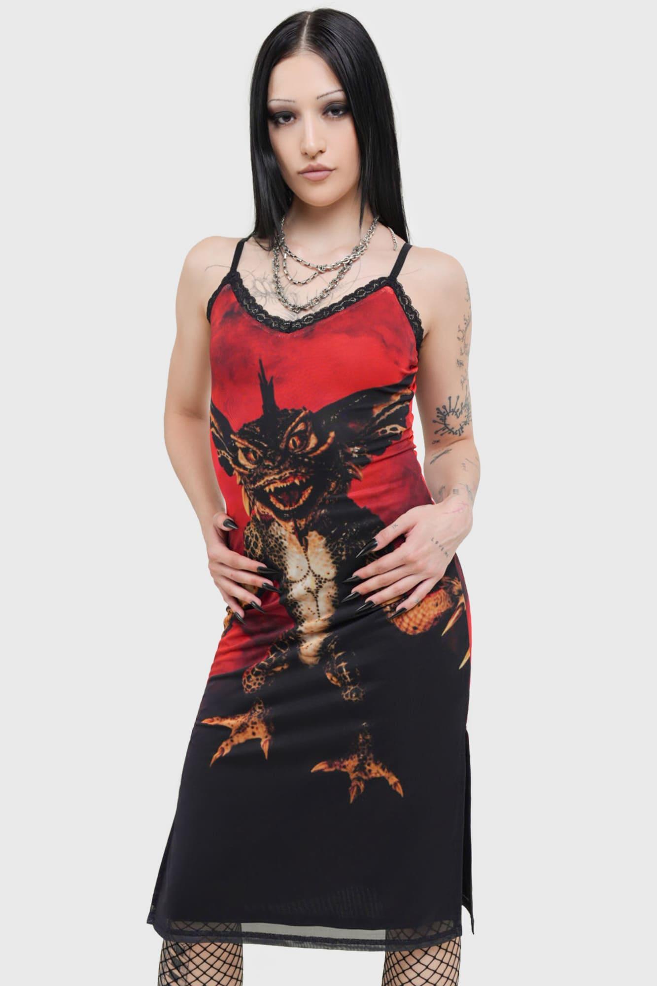 Gremlin Mohawk Mesh Midi Dress Female Product Image