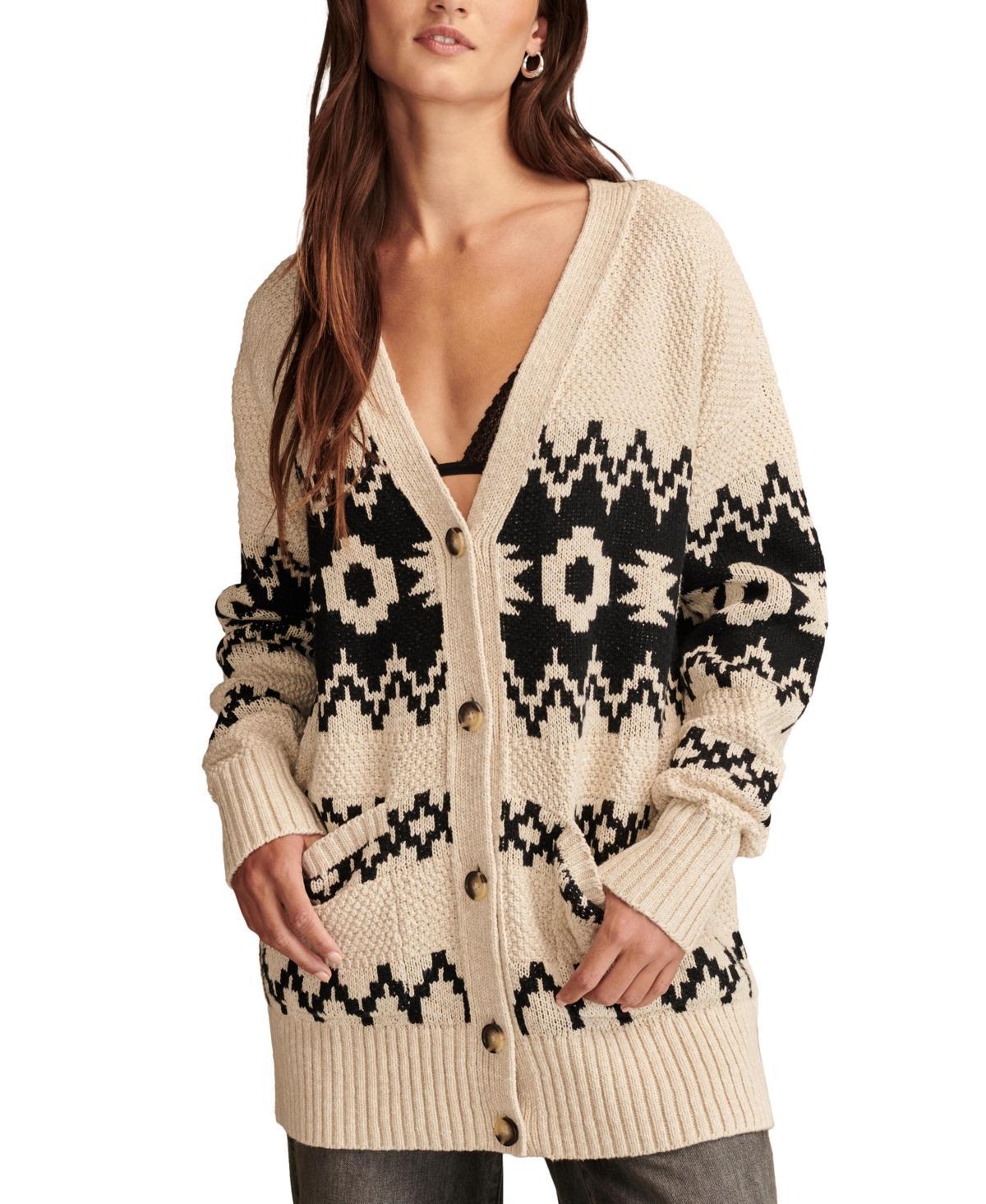 Lucky Brand Southwest Cacoon Cardi (Neutral Southwest Print) Women's Clothing Product Image