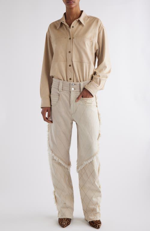 ISABEL MARANT Shanila Fringed Barrel Leg Jeans In Ecru Product Image