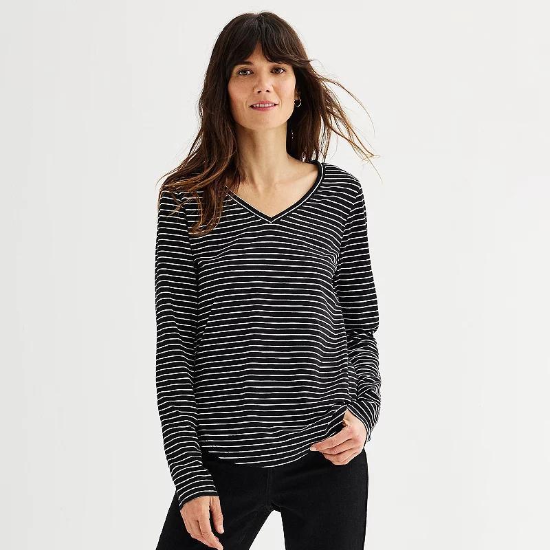 Womens Sonoma Goods For Life Everyday Long Sleeve V-Neck Tee Product Image