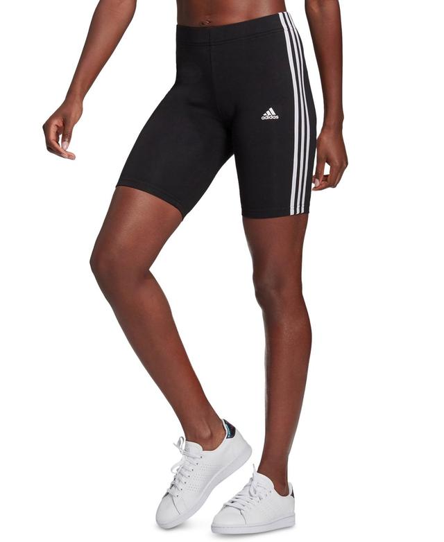 adidas Essentials 3-Stripes Bike Shorts White) Women's Clothing Product Image