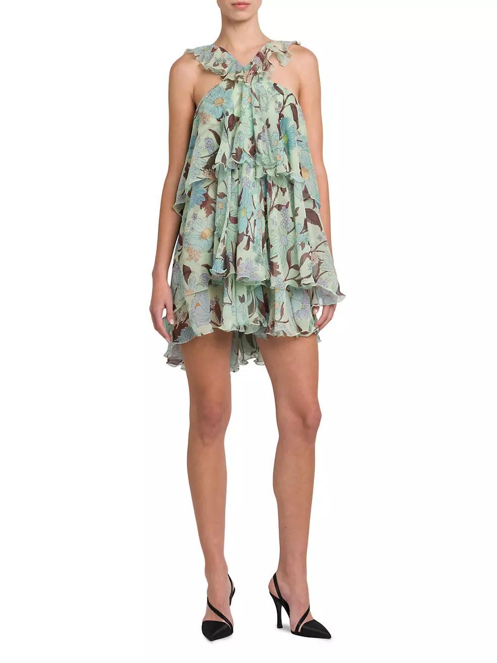 Garden-Print Silk Minidress Product Image