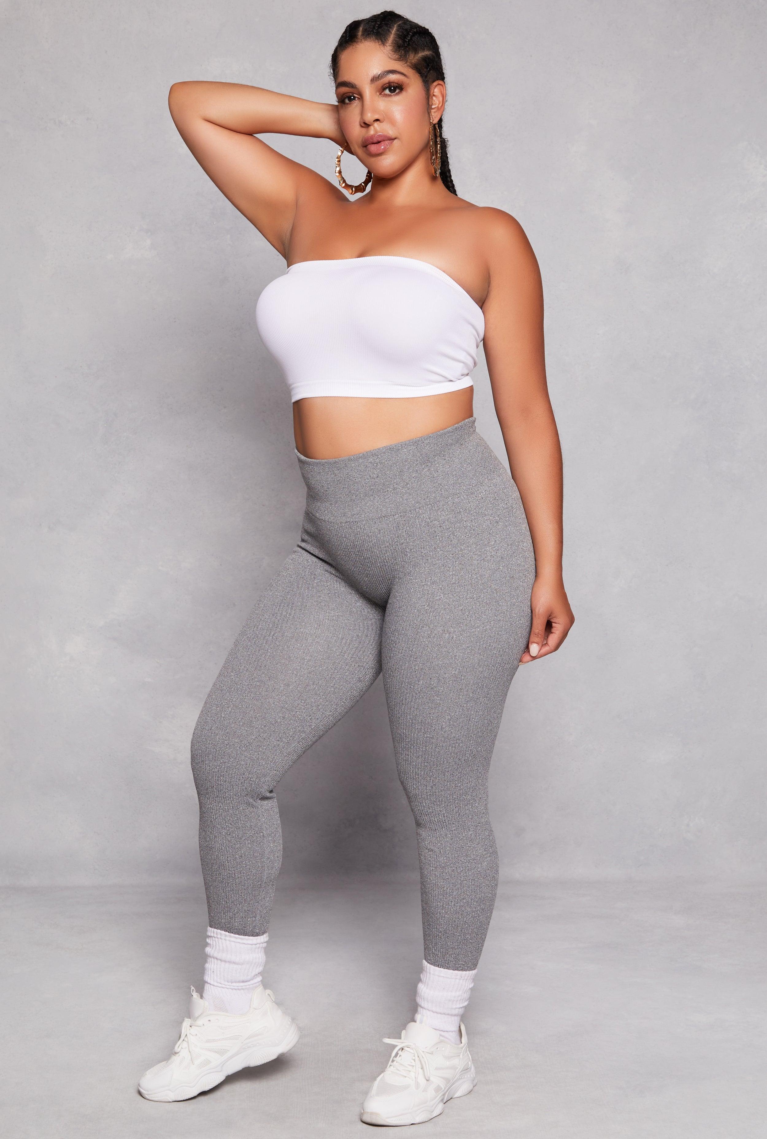 Womens Plus Size Seamless Ribbed High Waist Leggings product image