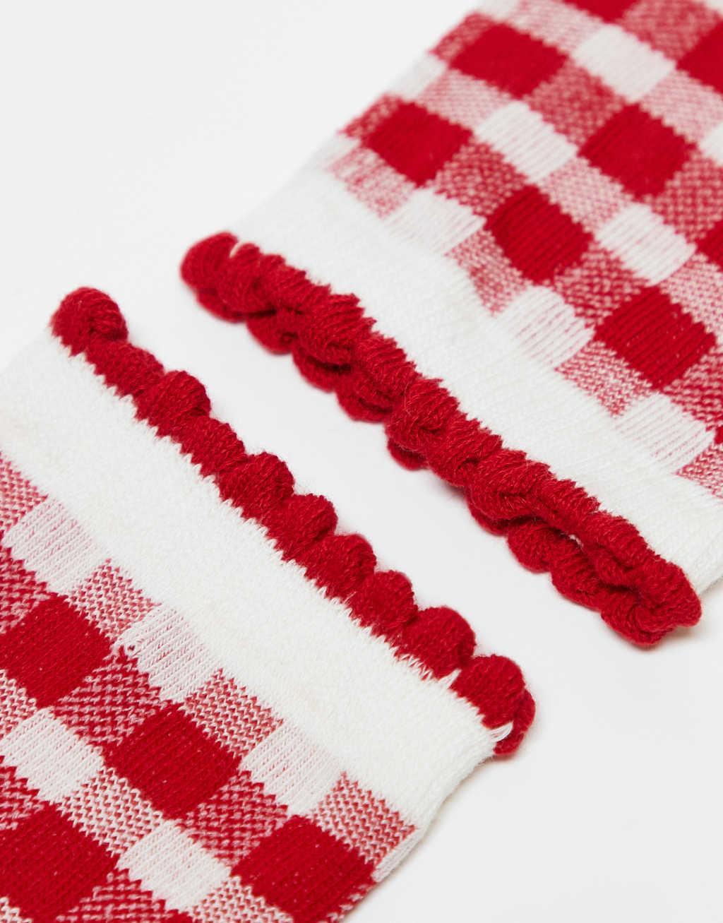 Cotton On crew socks 2 pack in red blue gingham Product Image