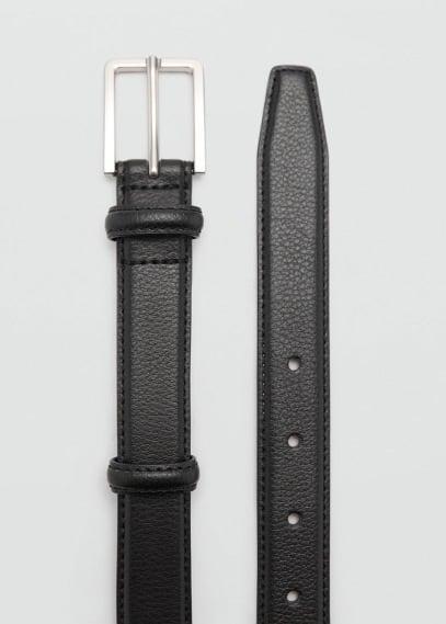 MANGO MAN - 100% tumbled leather belt blackMen Product Image