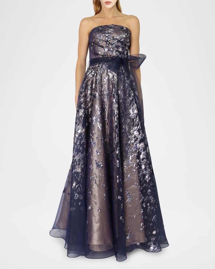 Strapless Metallic Fil Coupe Gown Product Image