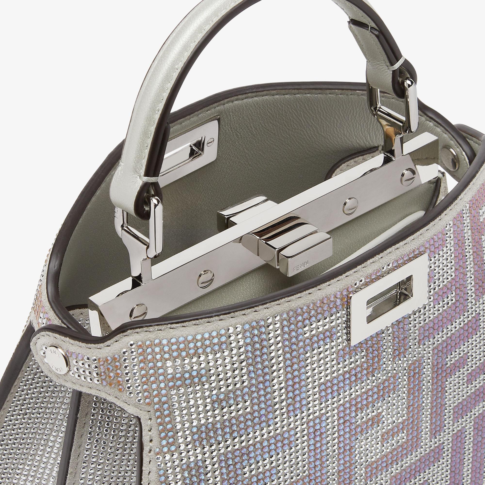 Peekaboo ISeeU PetiteSuede bag with FF in iridescent crystals and studs Product Image