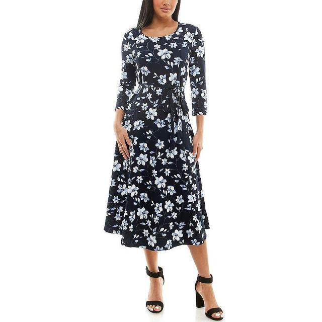 Womens Nina Leonard Sylvia Print Midi Dress Product Image