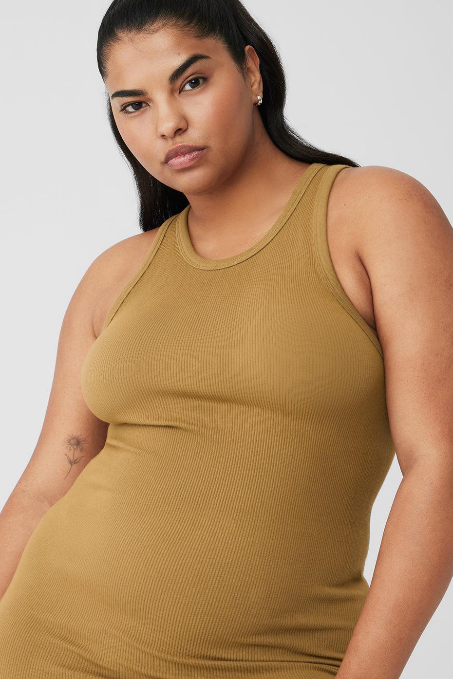 Alo Yoga | Seamless Ribbed Warm Nights Dress Bra Yellow Product Image