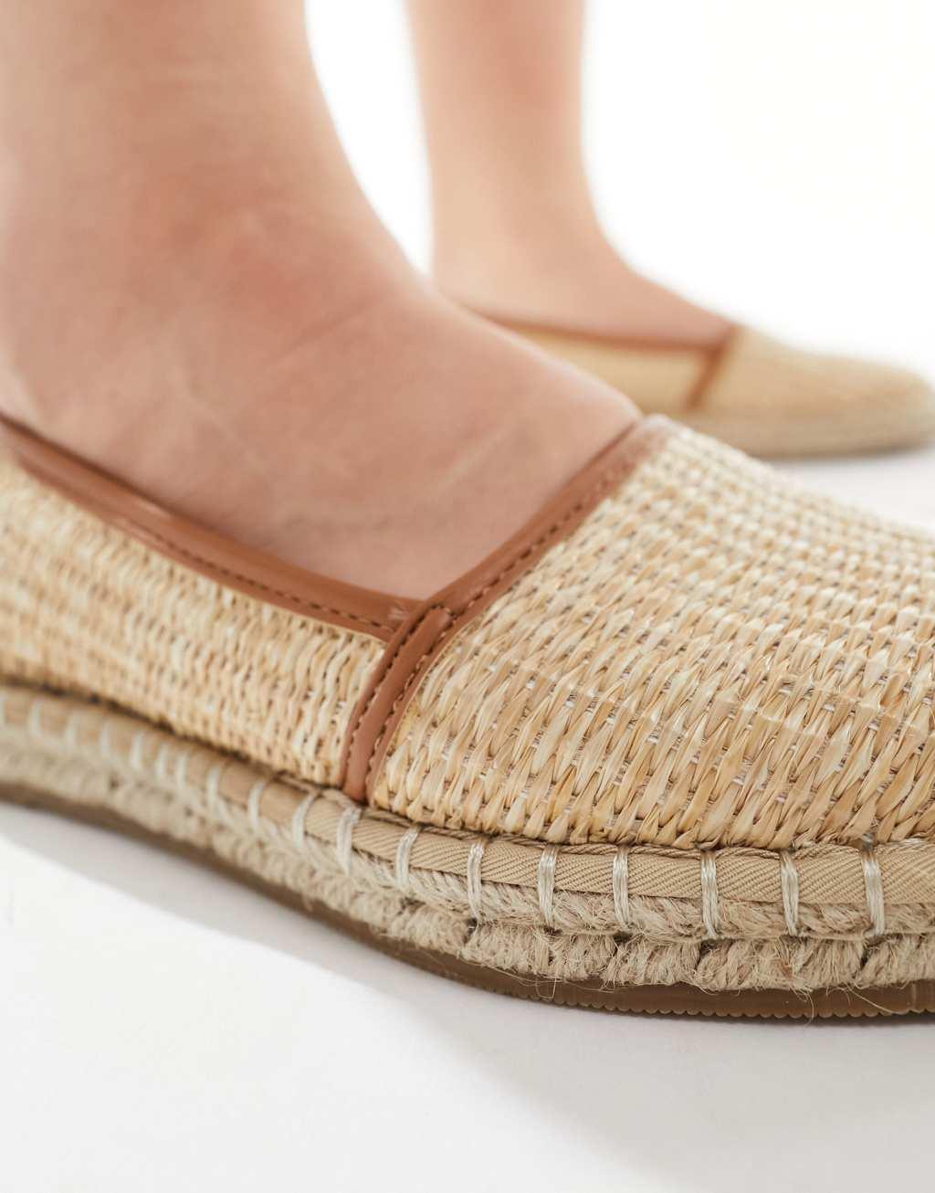 ASOS DESIGN Wide Fit Joey closed toe espadrilles in natural raffia Product Image