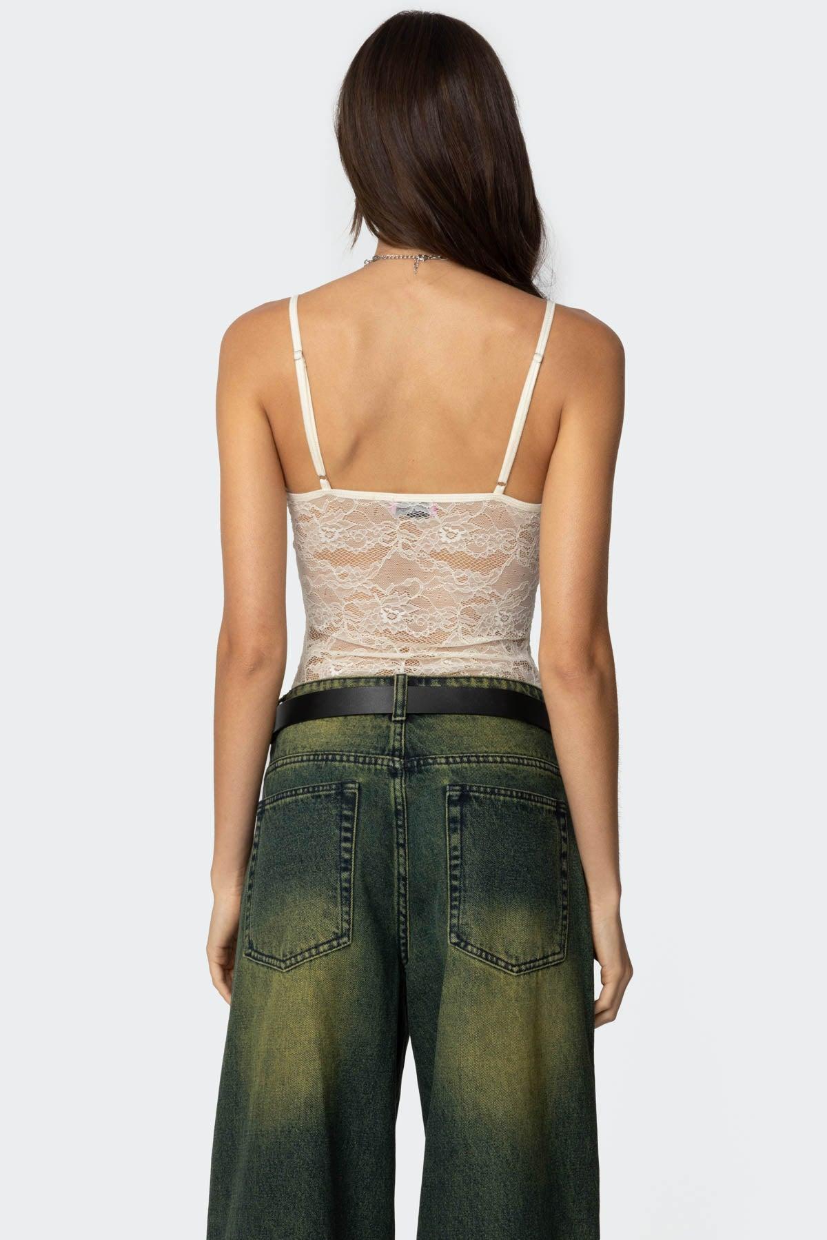 Strappy Sheer Lace Bodysuit Product Image