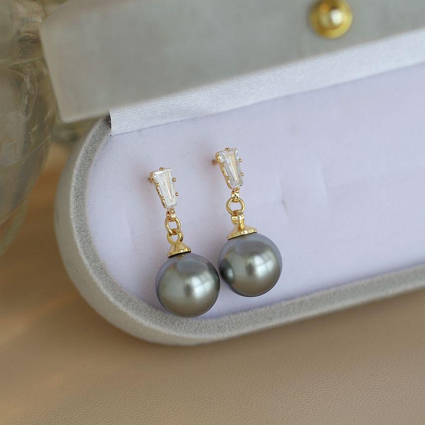 Rhinestone Faux Pearl Drop Earring Product Image