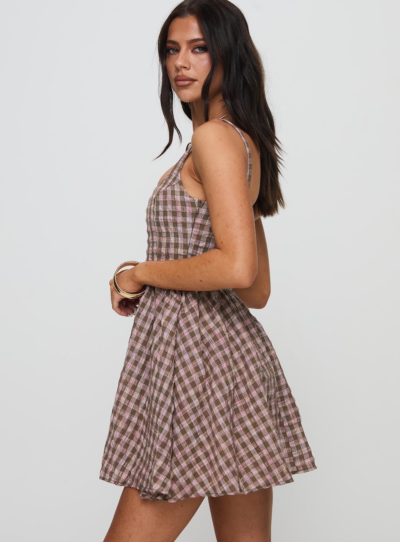 Cartmel Mini Dress Brown / Pink Product Image