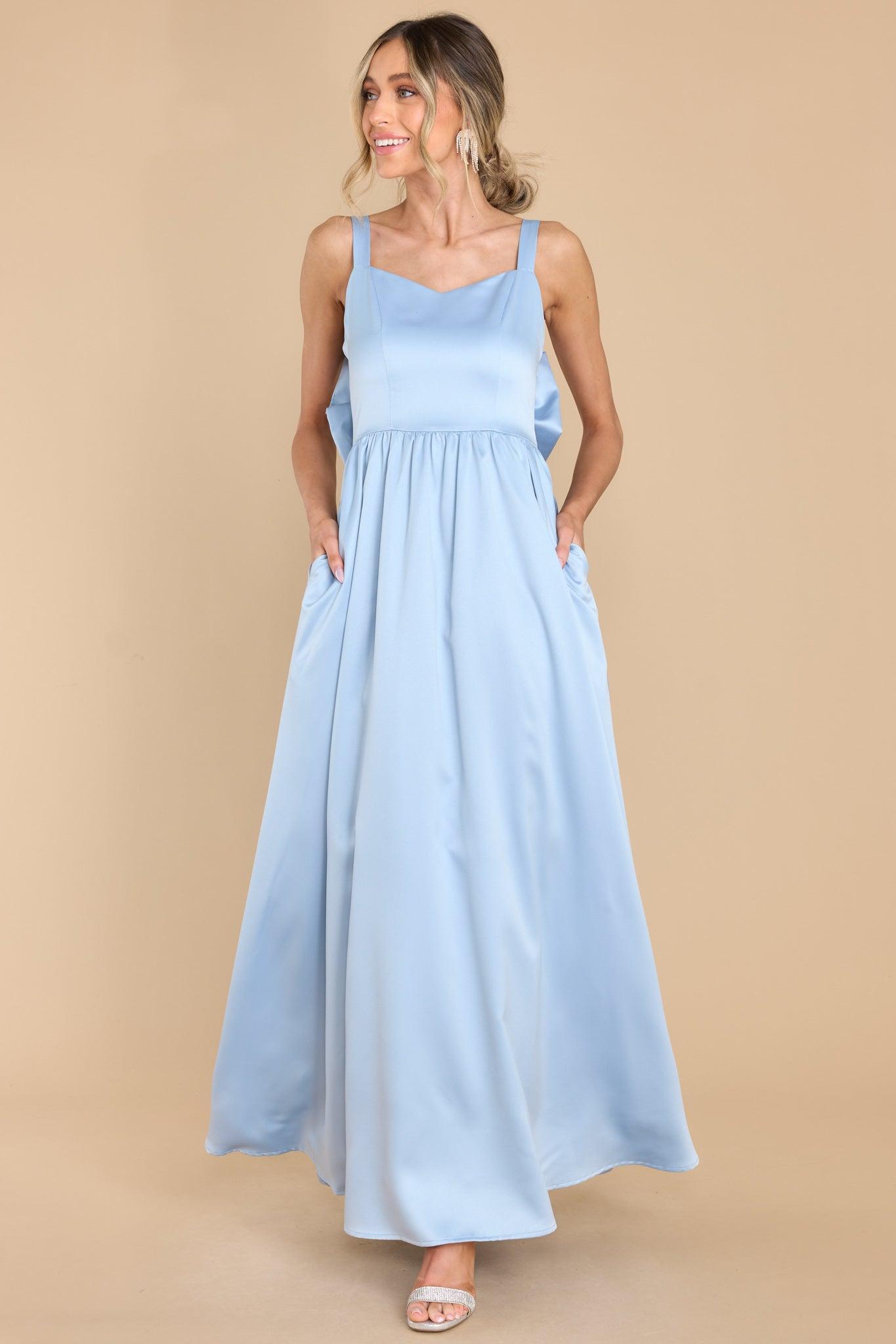 Aura Light Up My Life Blue Bow Back Maxi Dress Product Image