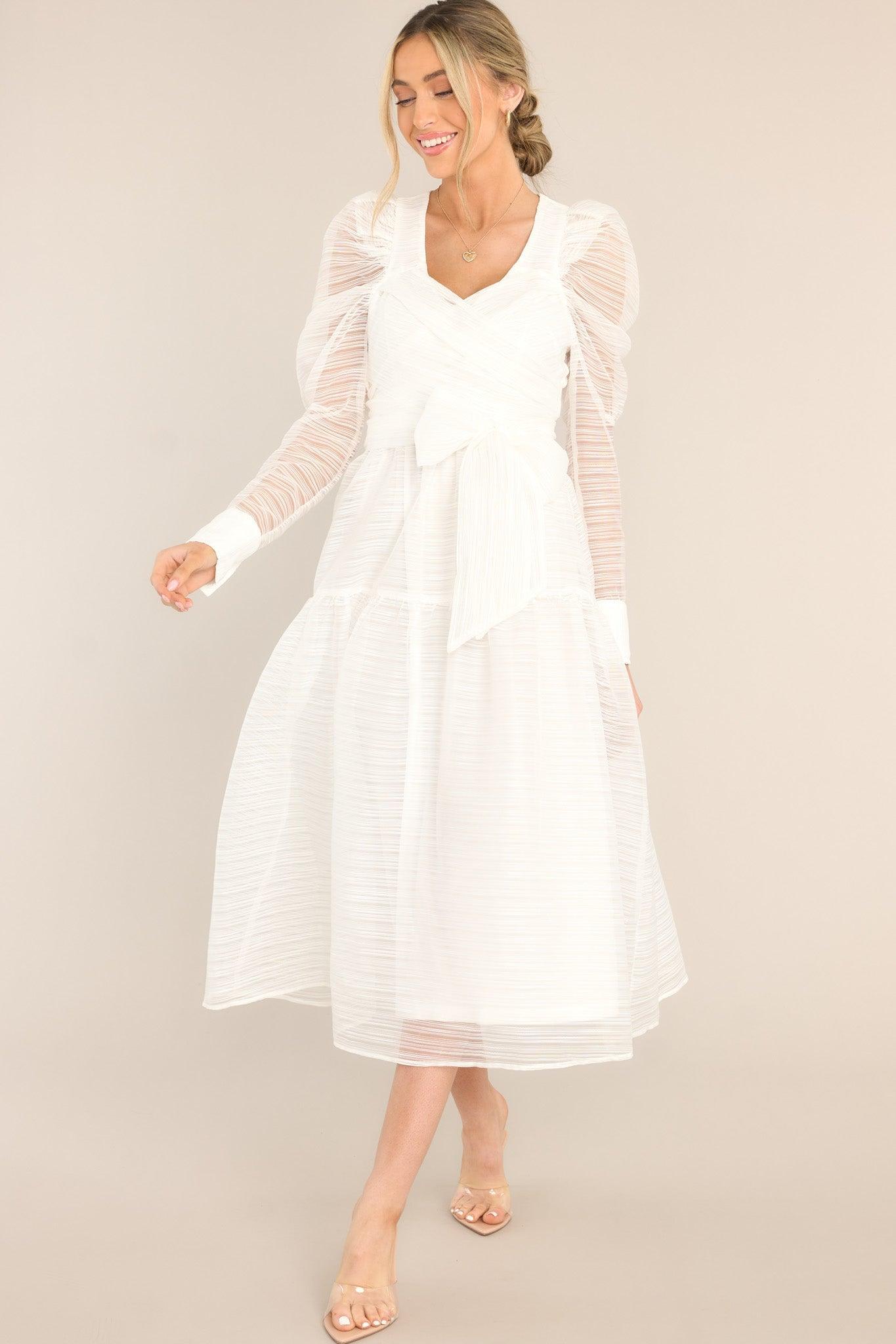 Looking Great White Midi Dress Product Image