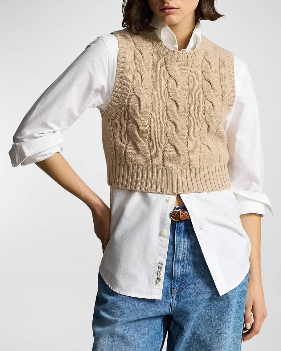 Cropped Cable Wool-Cashmere Sweater Product Image