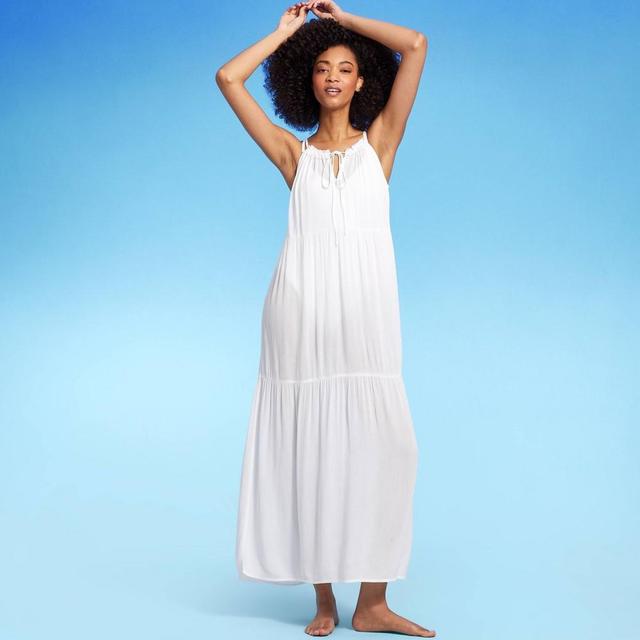 Womens Tiered Cover Up Maxi Dress - Shade & Shore White Product Image