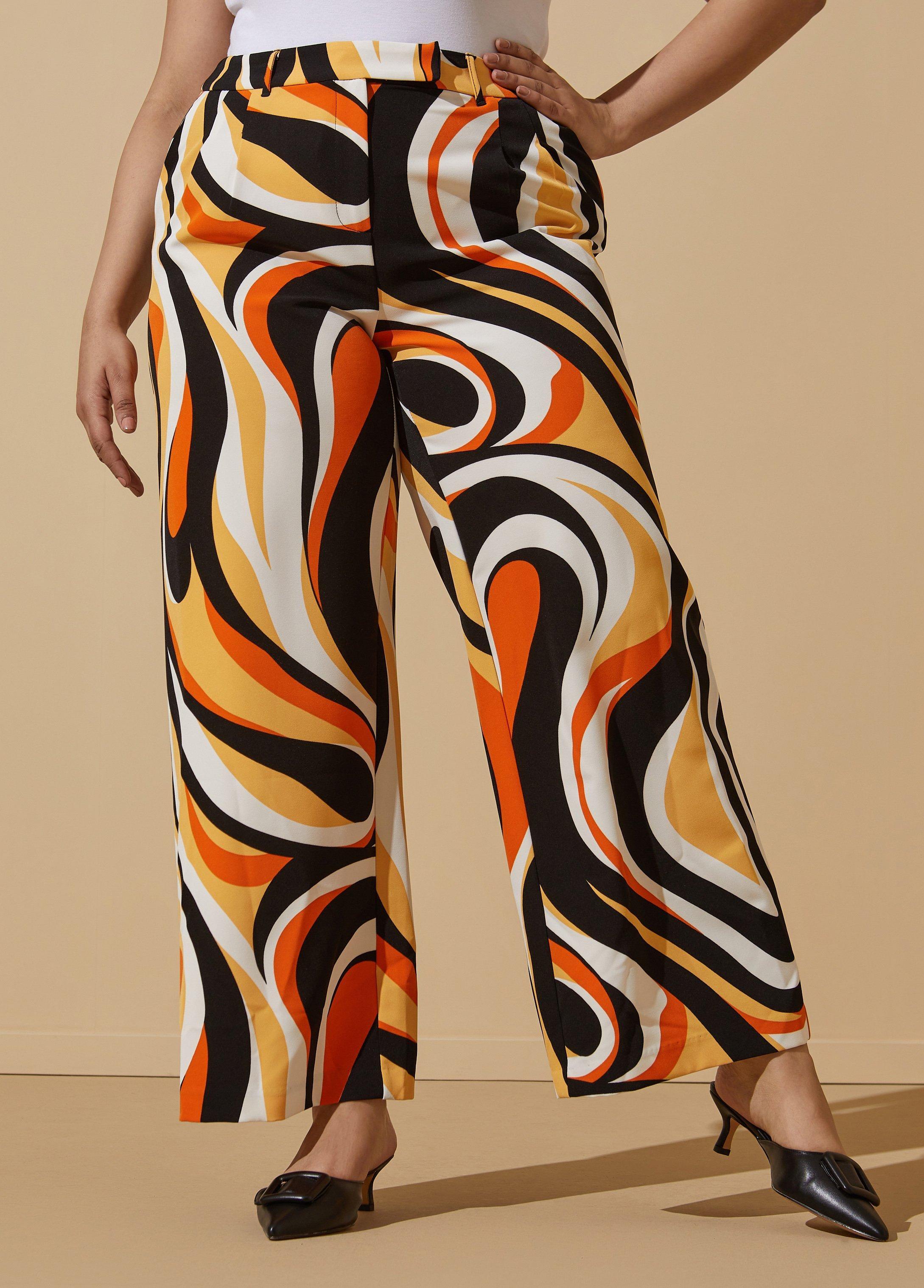 Plus Size Swirl Print Straight Leg Trousers Ashley Stewart Product Image