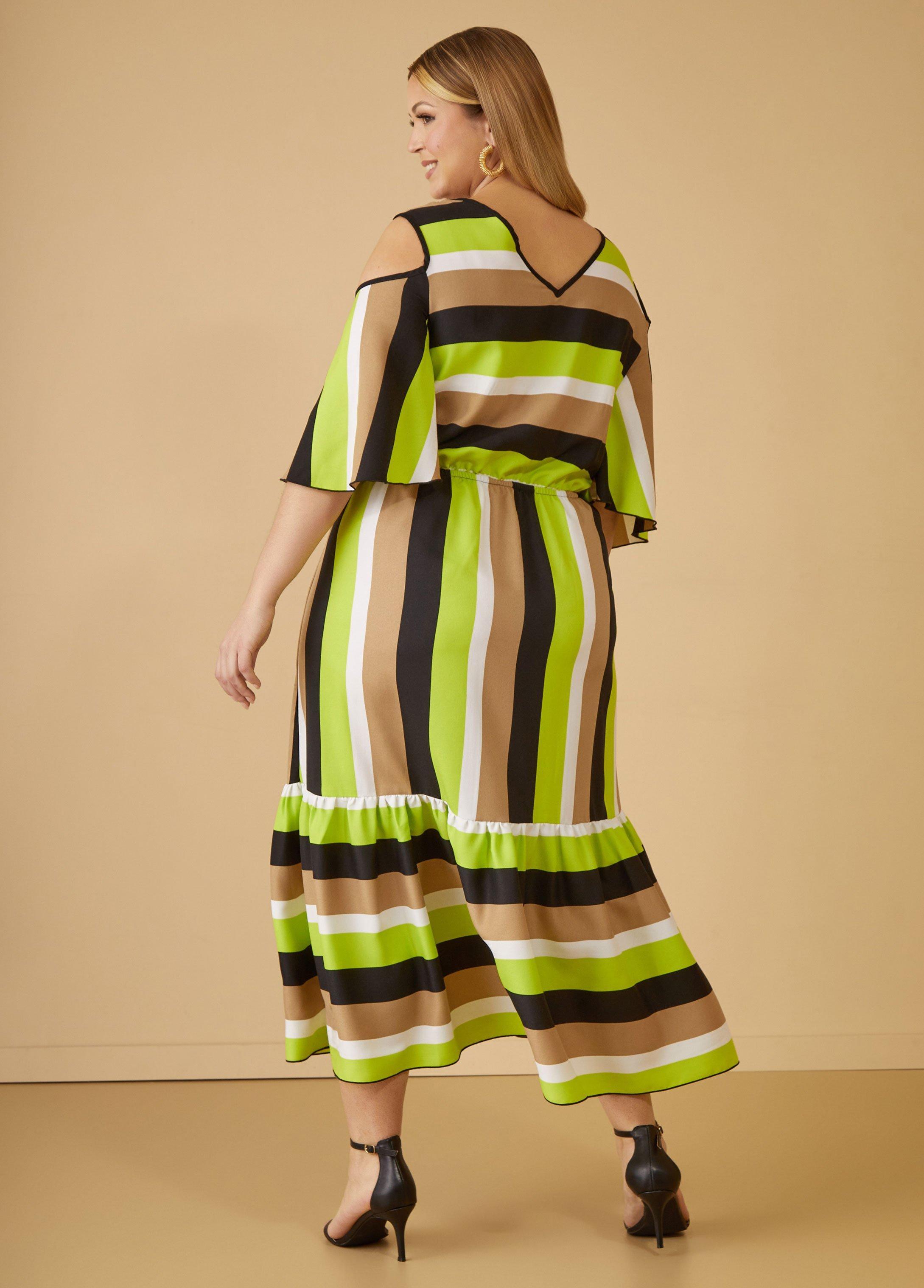 Cold Shoulder Striped Midaxi Dress Product Image