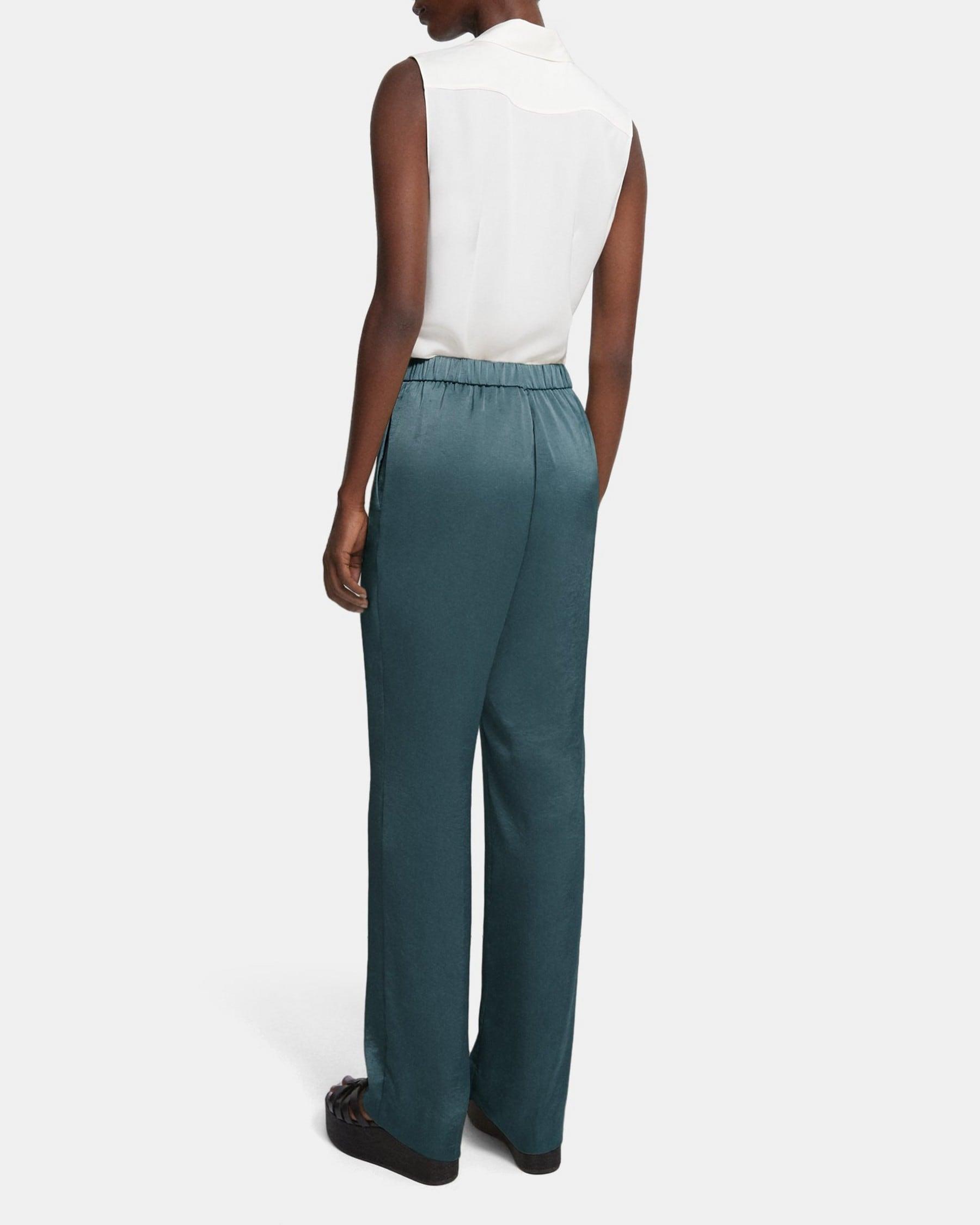 Straight Pull-On Pant in Crushed Satin Product Image