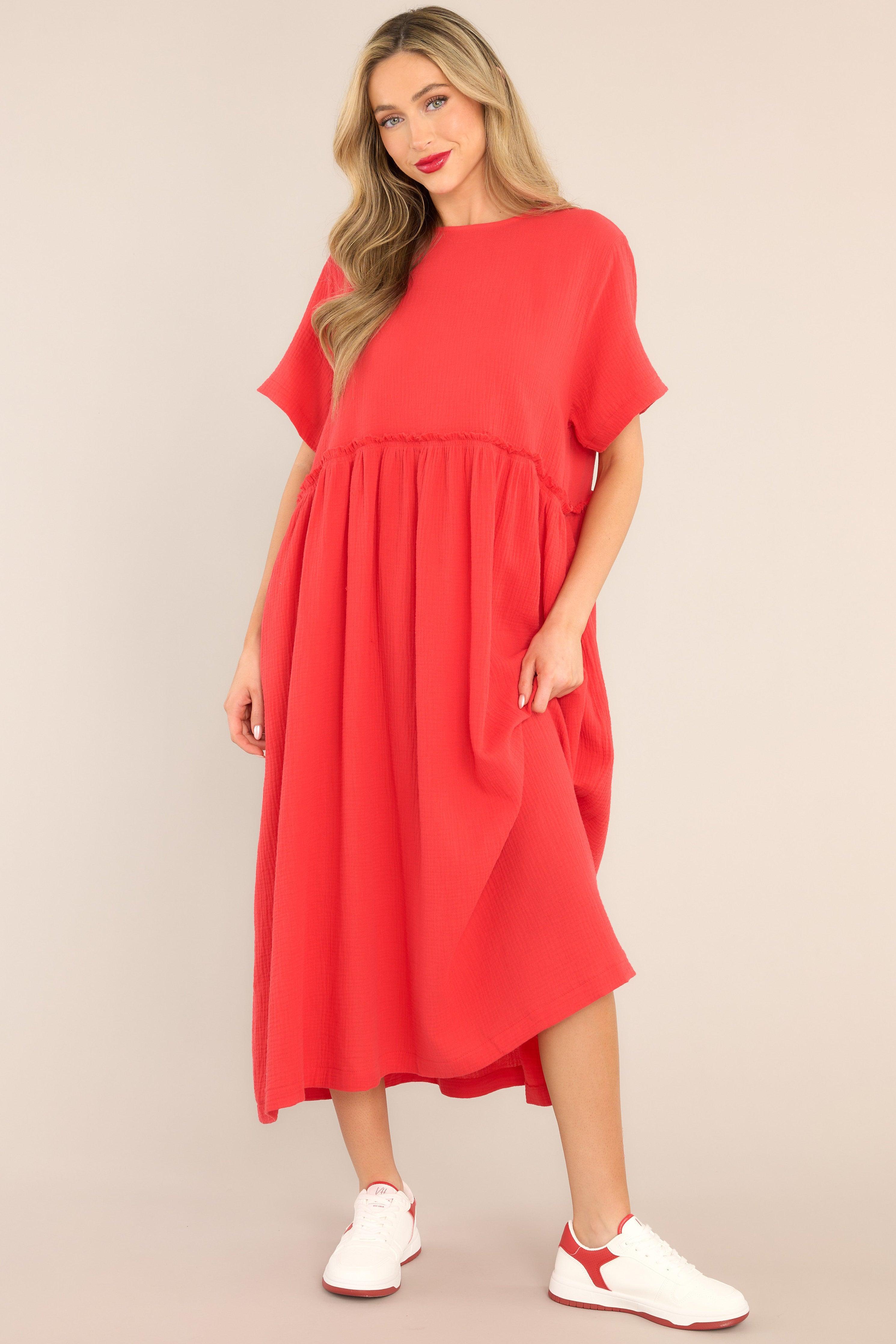 Aura It Was Kismet Cherry Midi Dress Red Product Image