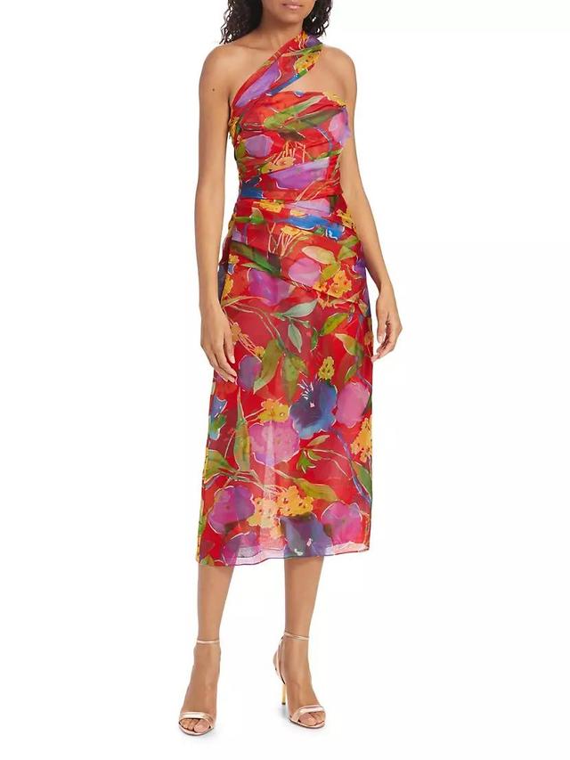 Shoulder Sash Ruched Midi-Dress Product Image