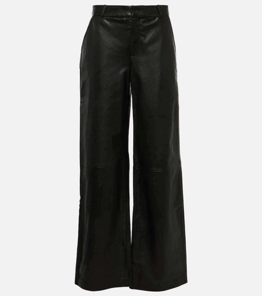 FRAME High-rise Leather Wide-leg Pants In Black Product Image