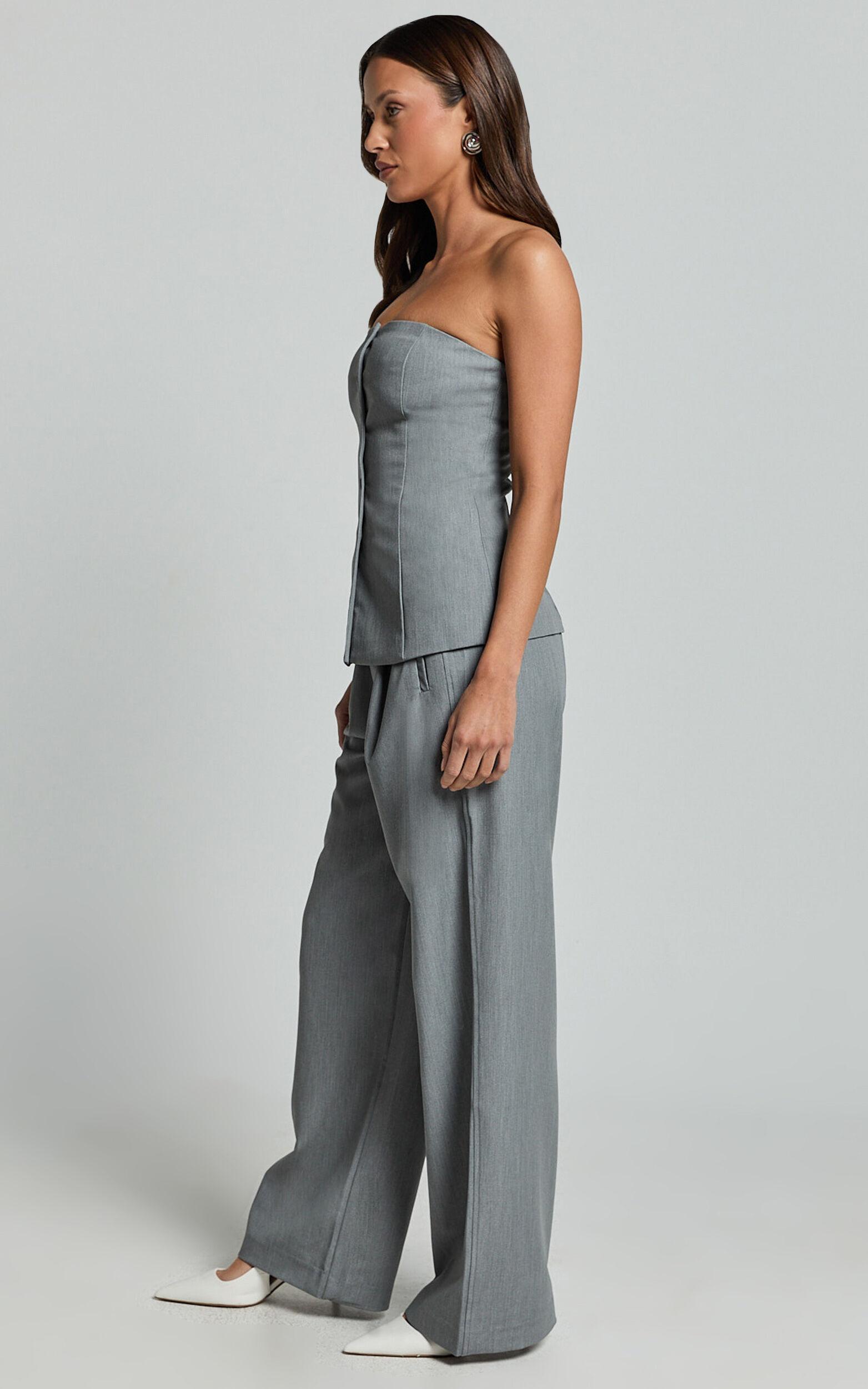 Hope Pants - Wide Leg Tailored Pants in Grey Product Image