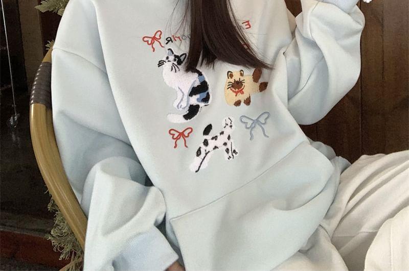 Animal Embroidered Oversized Hoodie Product Image