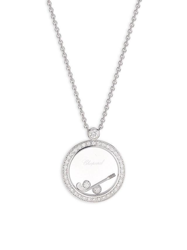 Womens Happy Golf 18K White Gold & Diamond Pendant Necklace Product Image