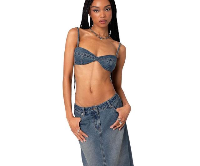 Edikted Womens Lassy Washed Denim Bralette Product Image