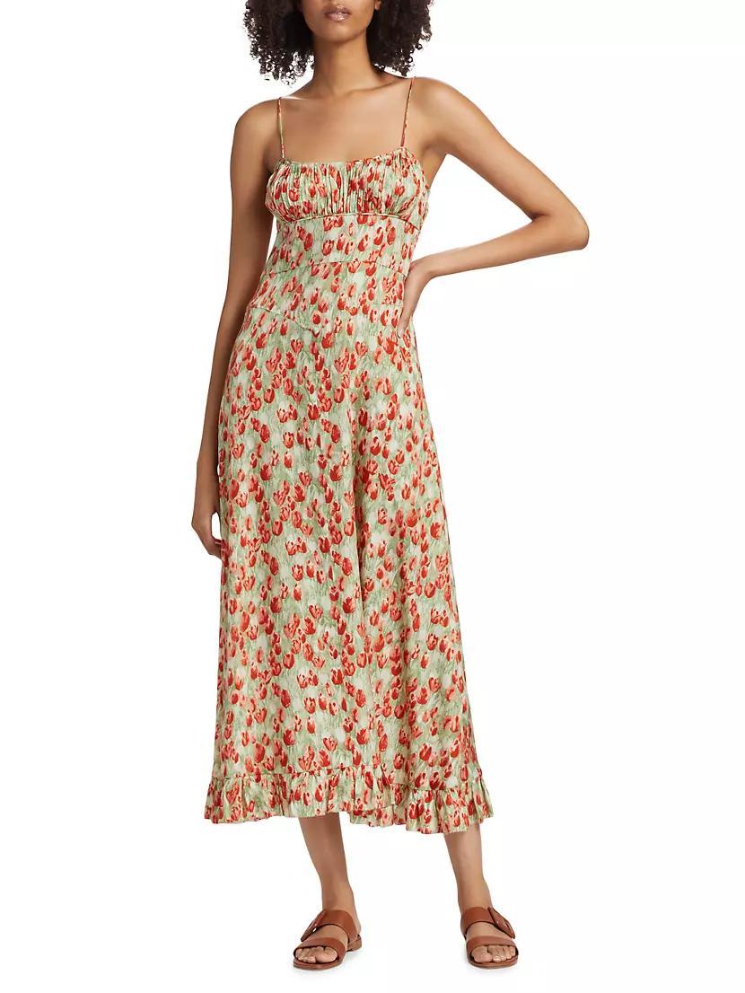 Rosaria Floral Silk-Blend Midi-Dress Product Image