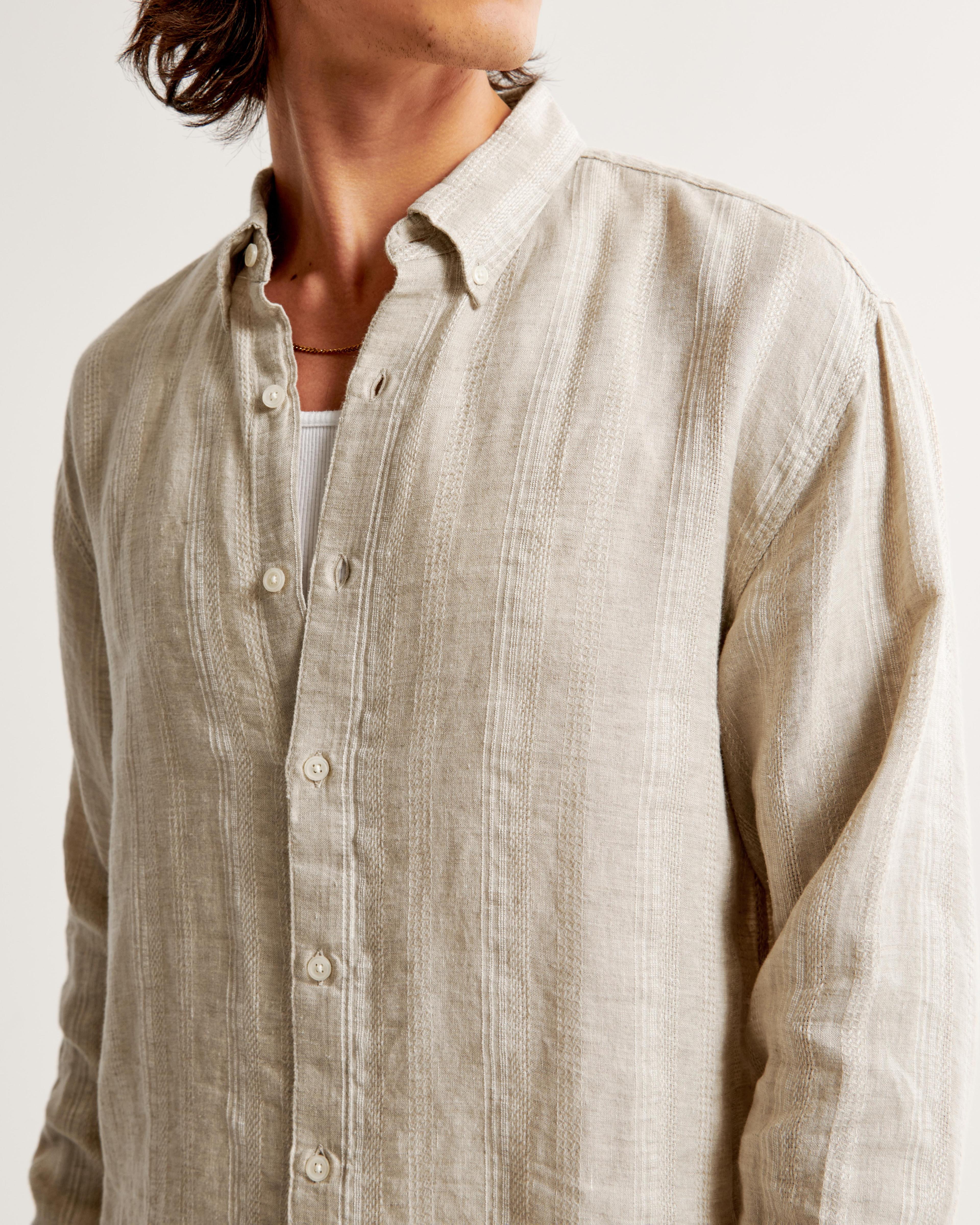 Summer Linen-Blend Button-Up Shirt Product Image