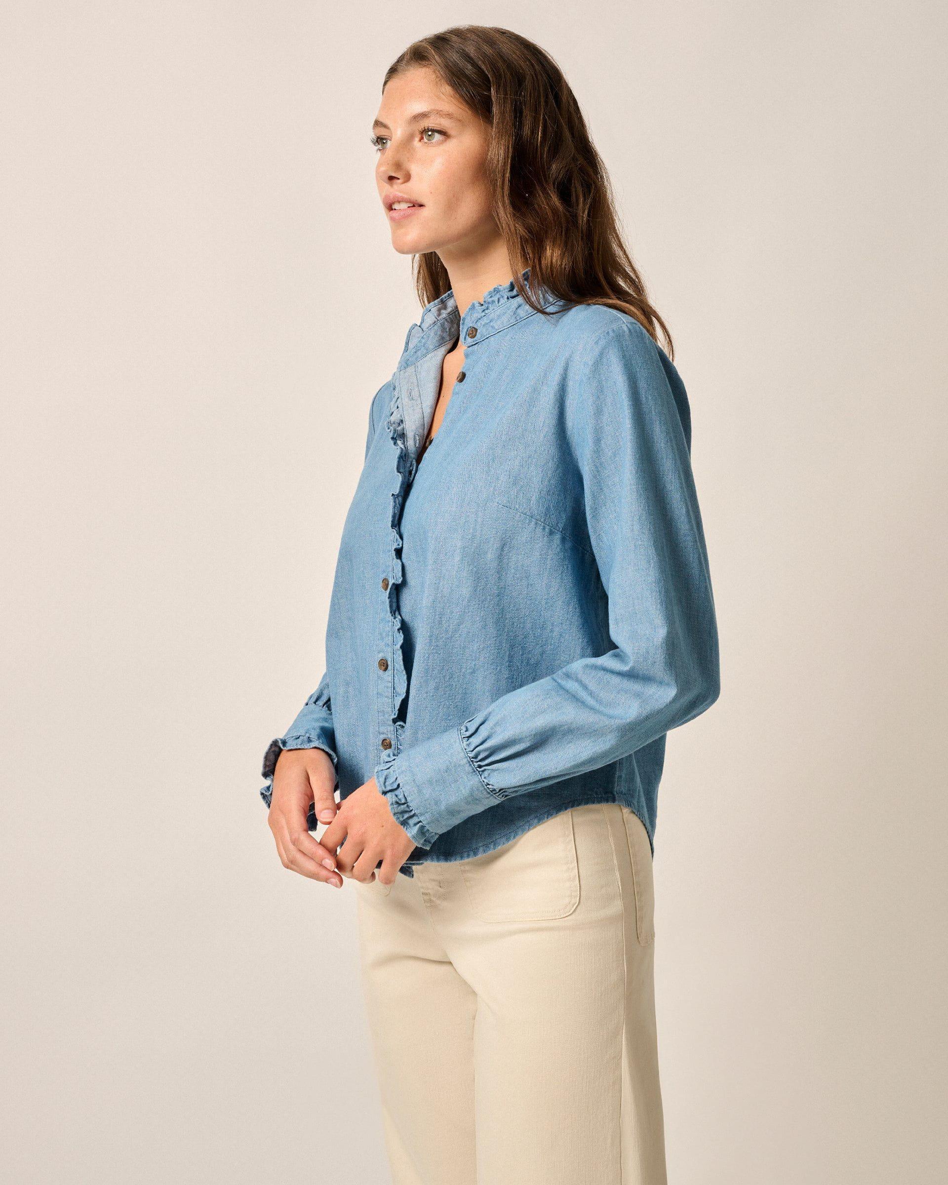 Layla Ruffled Chambray Blouse Female Product Image