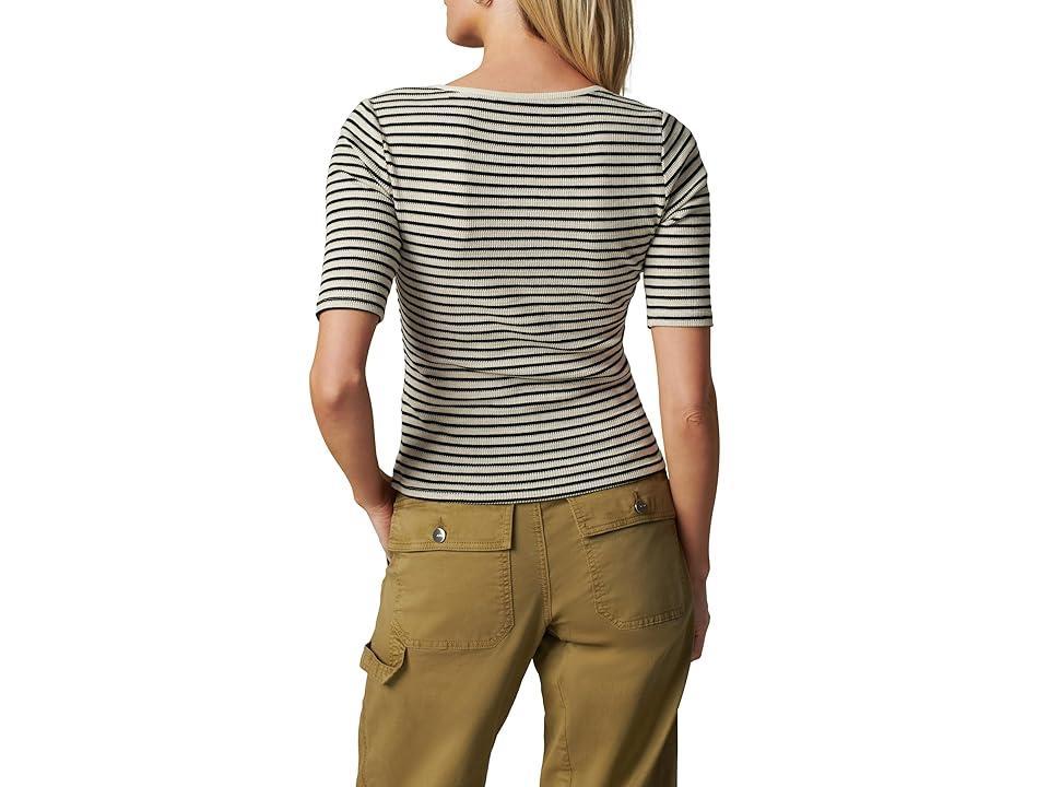 Joe's Jeans The Gisele Henley Half Sleeve Top (Creme Brulee/Black) Women's Clothing Product Image