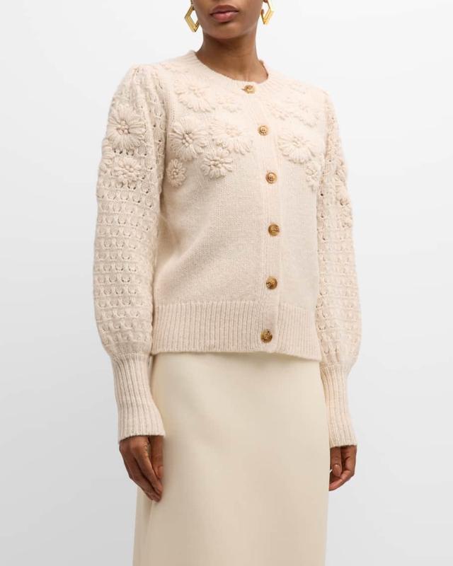 Feline Knit Floral-Embroidered Sweater Product Image