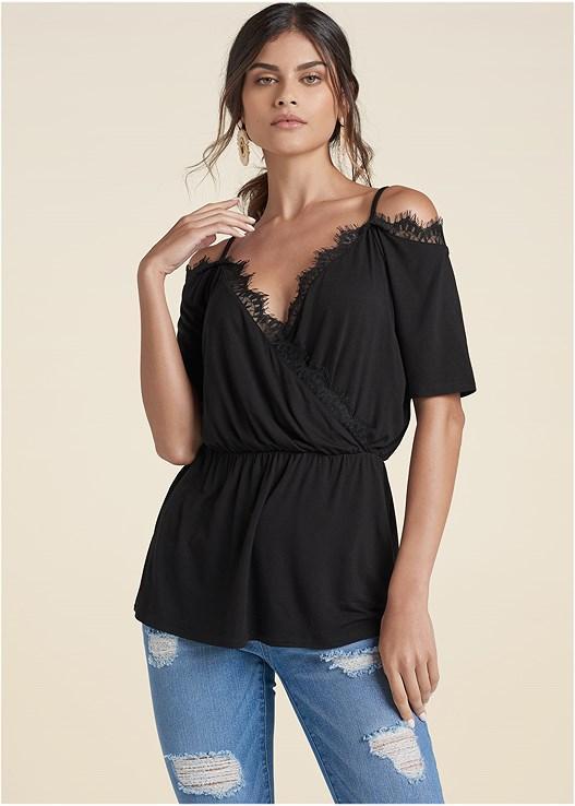 Cold-Shoulder Lace Top Product Image