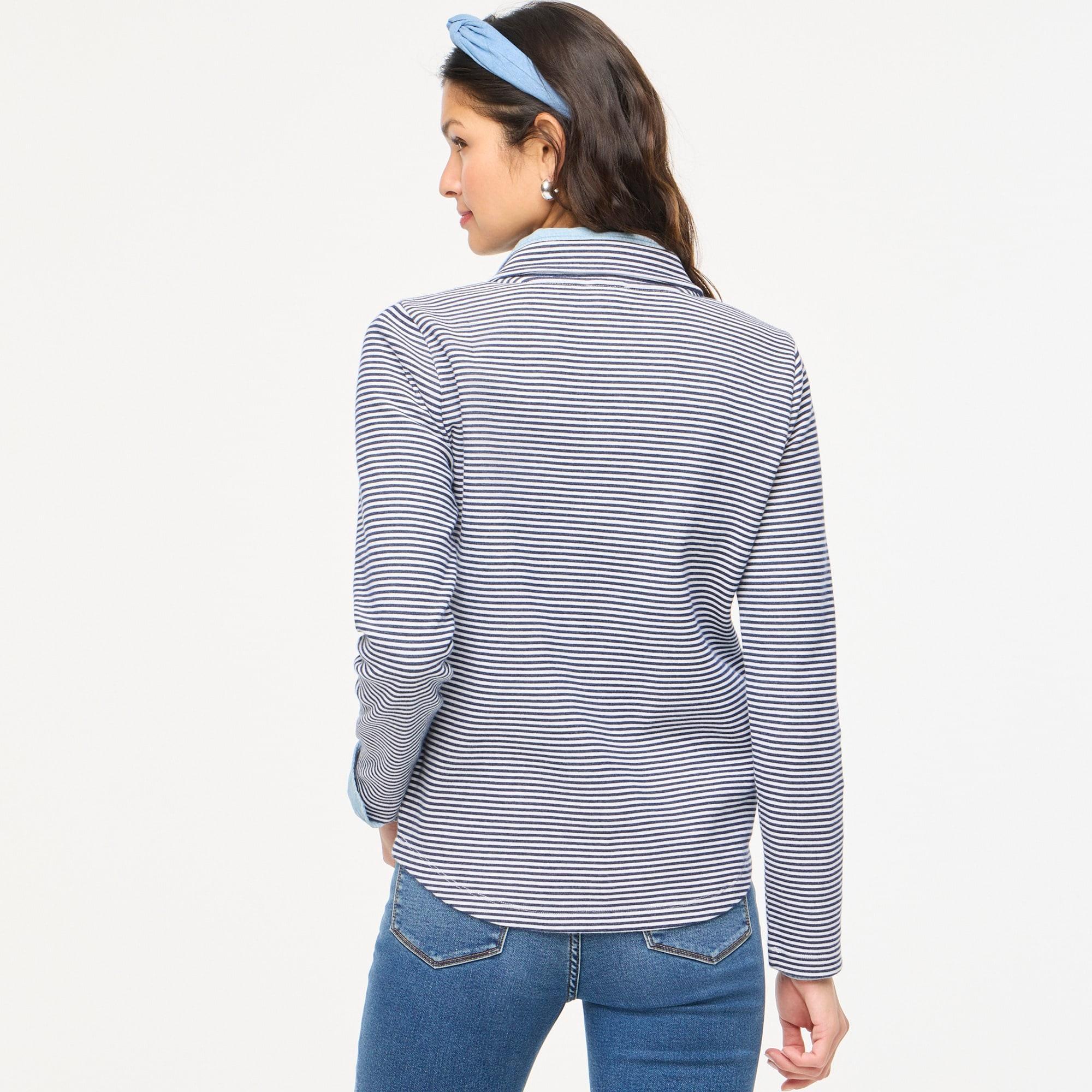 Striped terry half-zip pullover Product Image