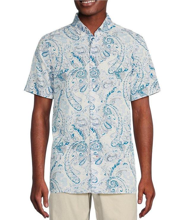 Cremieux Blue Label Paisley Slub Poplin Print Short Sleeve Woven Shirt Product Image