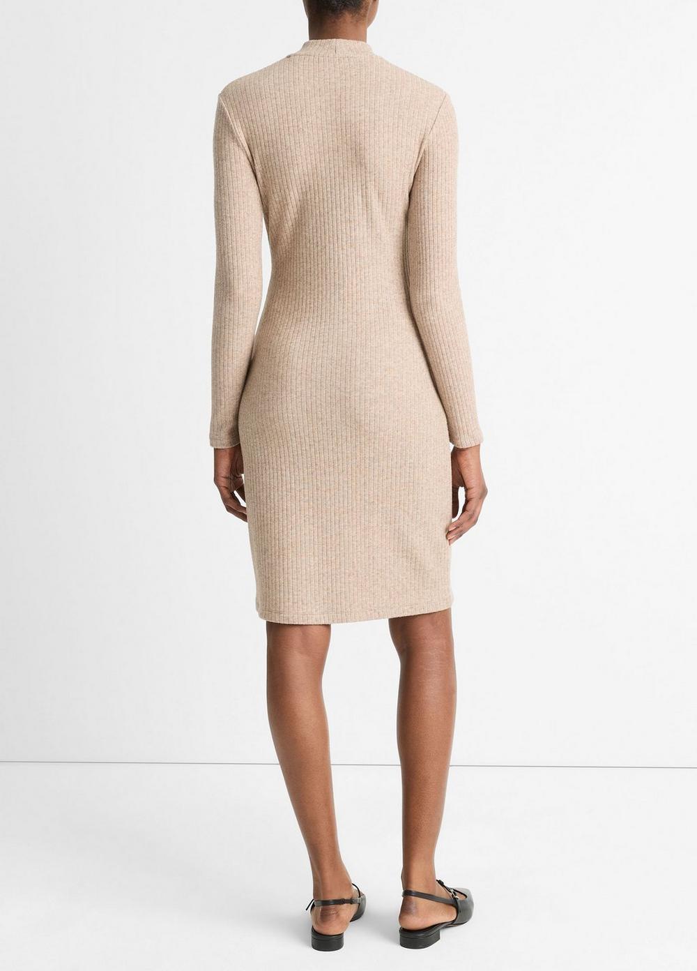 Ribbed Long-Sleeve Short Dress Product Image